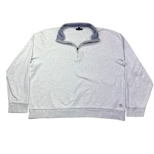 Brooks Brothers Quarter Zip Sweatshirt Light Gray Heather Mens XL Preppy